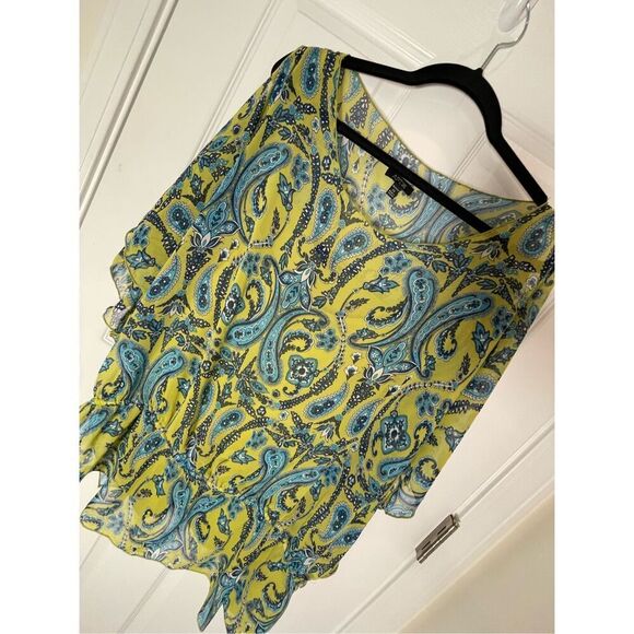 Apt 9 women’s handkerchief blouse with cami blue and green size 2X cold shoulder - Picture 1 of 7